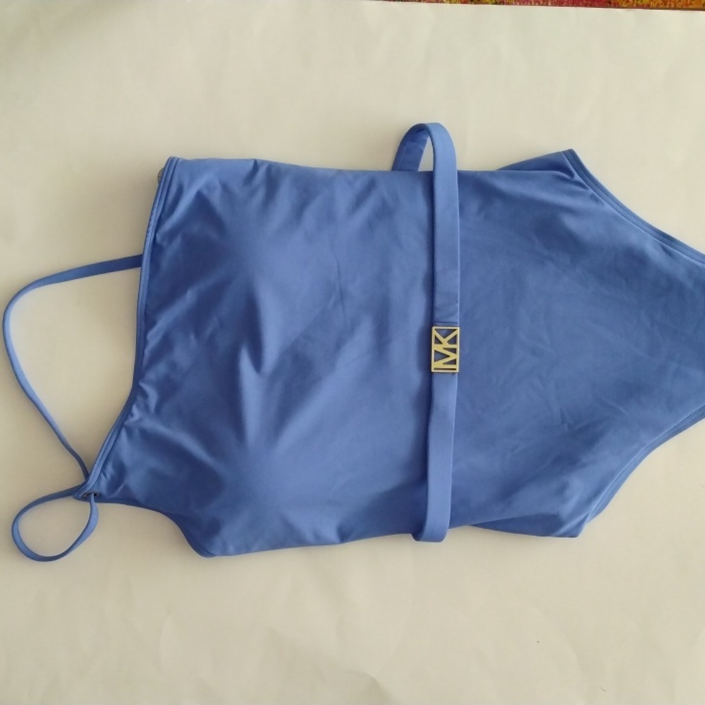 Michael Kors One Shoulder Baby Blue One Piece Swim Suit NWOT